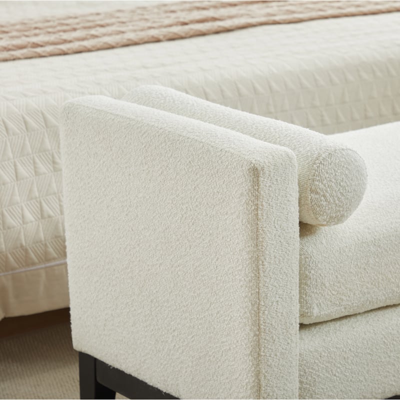 Bedroom Bench with Pillows and Solid Wood Legs for Living Rooms and Entryway