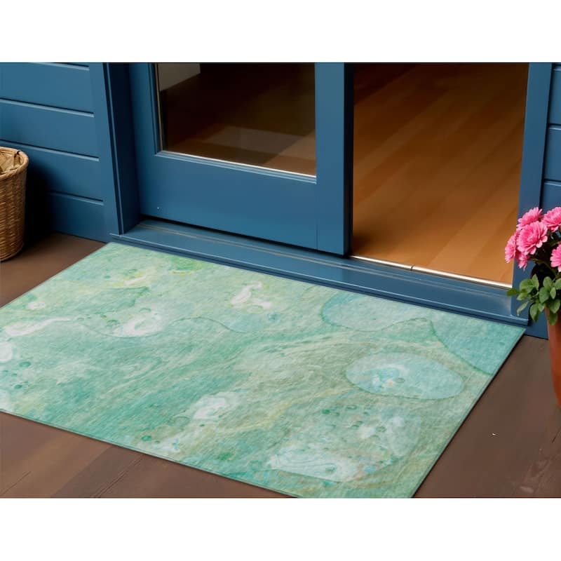 HomeRoots Abstract Transitional Rectangle Outdoor Rug - 3' x 5'