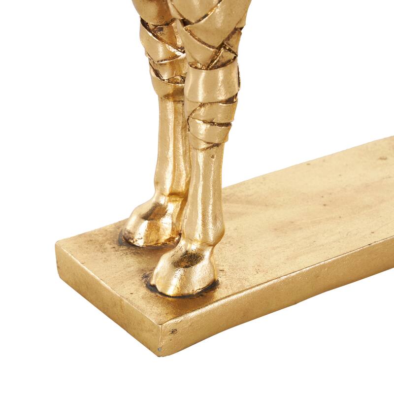 Gold Resin Wrapped Horse Decorative Sculpture with Rectangle Base