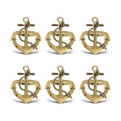 KitchaBon Anchor Gold Napkin Rings for Table Decor - Set of 6 - 2.25 x 1.85 x 1.75 inches