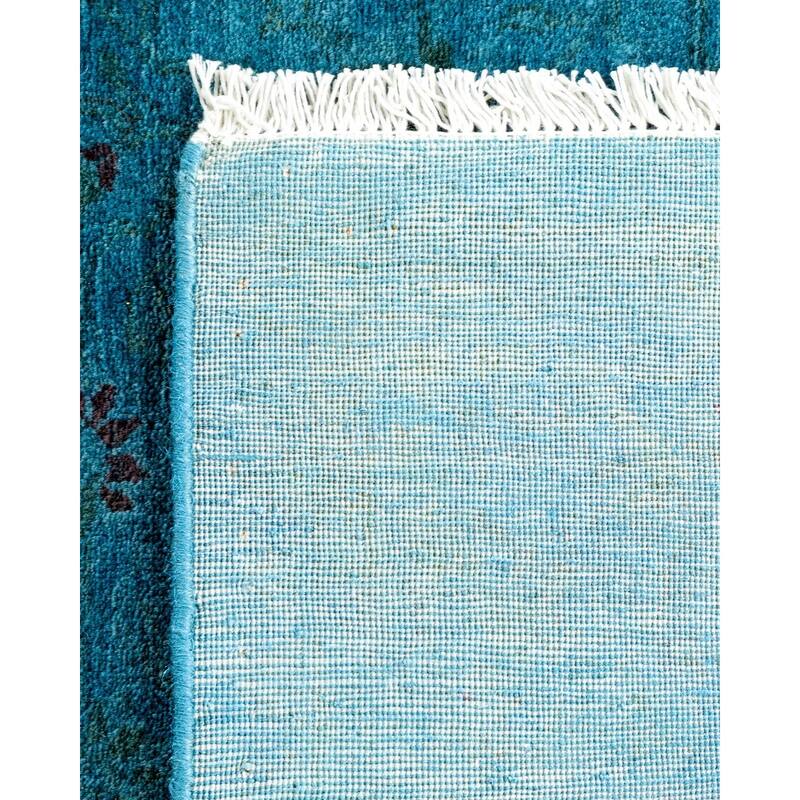 Overton Hand Knotted Wool Vintage Inspired Modern Contemporary Overdyed Blue Area Rug - 3' 2" x 5' 3"