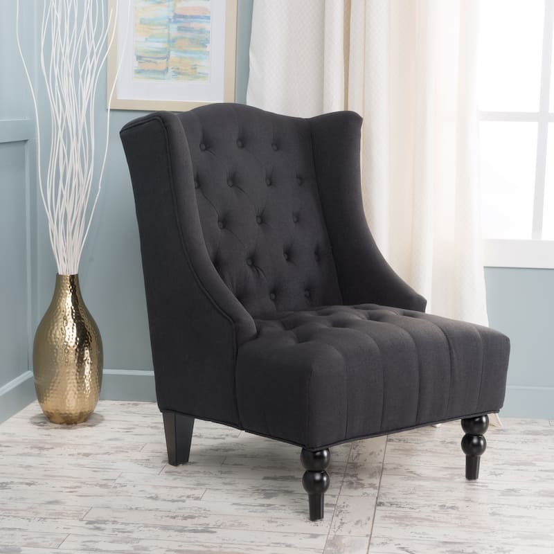 27.5" High Back Button Tufted Club Chair