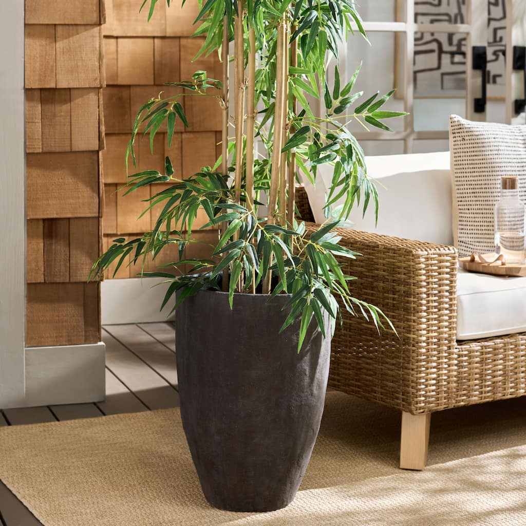 SAFAVIEH Outdoor Patio Furniture Cana Pedestal Planter Pot with Drainage - 15"W x 15"D x 21"H