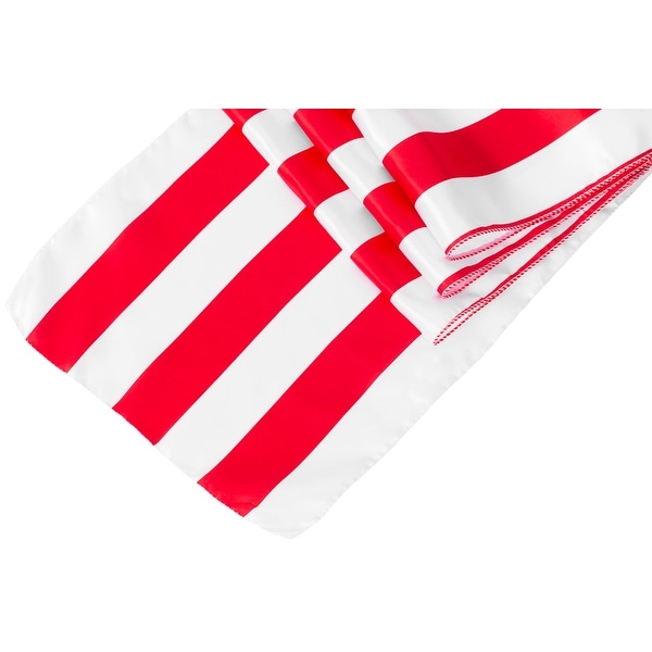10 Pieces, Stripe Satin Table Runner Approx. 12"x108"; Edge: Serge edge - Red & White