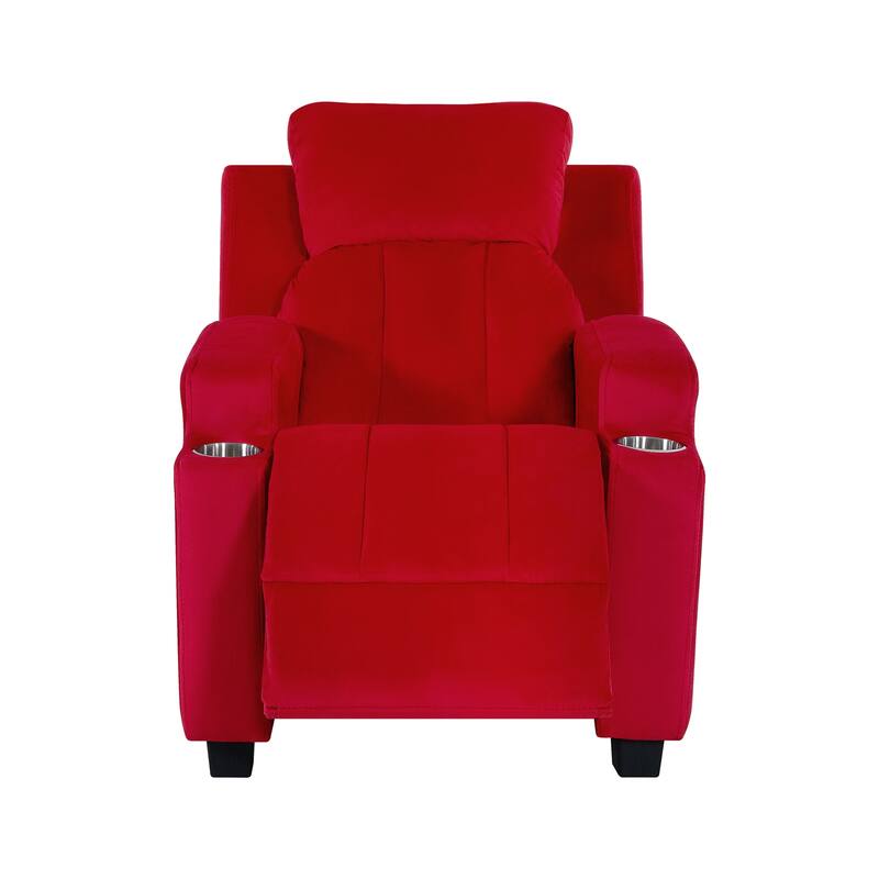 Deluxe Kids Recliner Chair with Footrest Headrest and 2 Cup Holders Microfiber Kids Recliner for Age 3+ Years