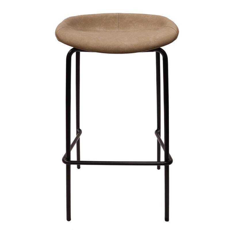 Leather Barstool with Powder-Coated Iron Frame Set of 2 Servos Series