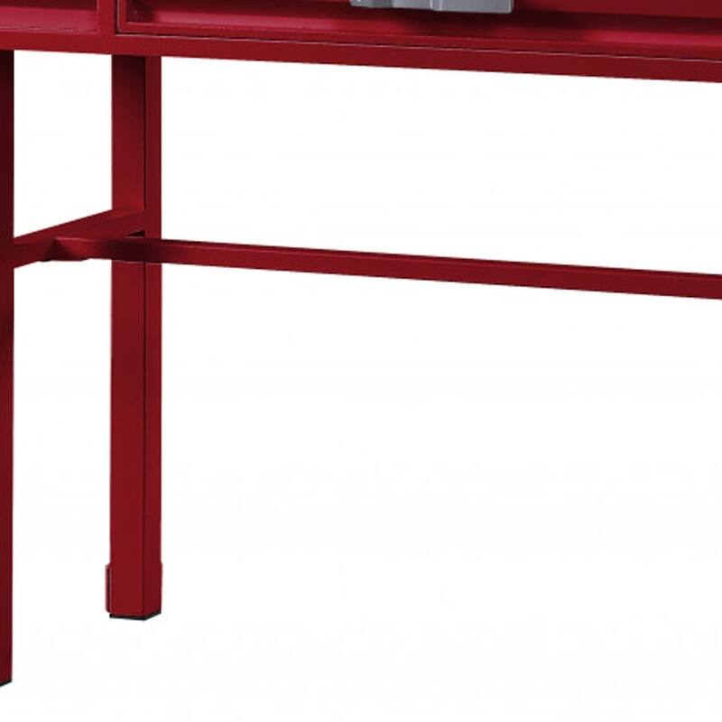 HomeRoots 47" Red Iron And Wood Vanity Table
