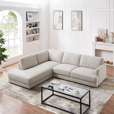 Gloria Mid-century Modern Cozy Sectional Linen Sofa