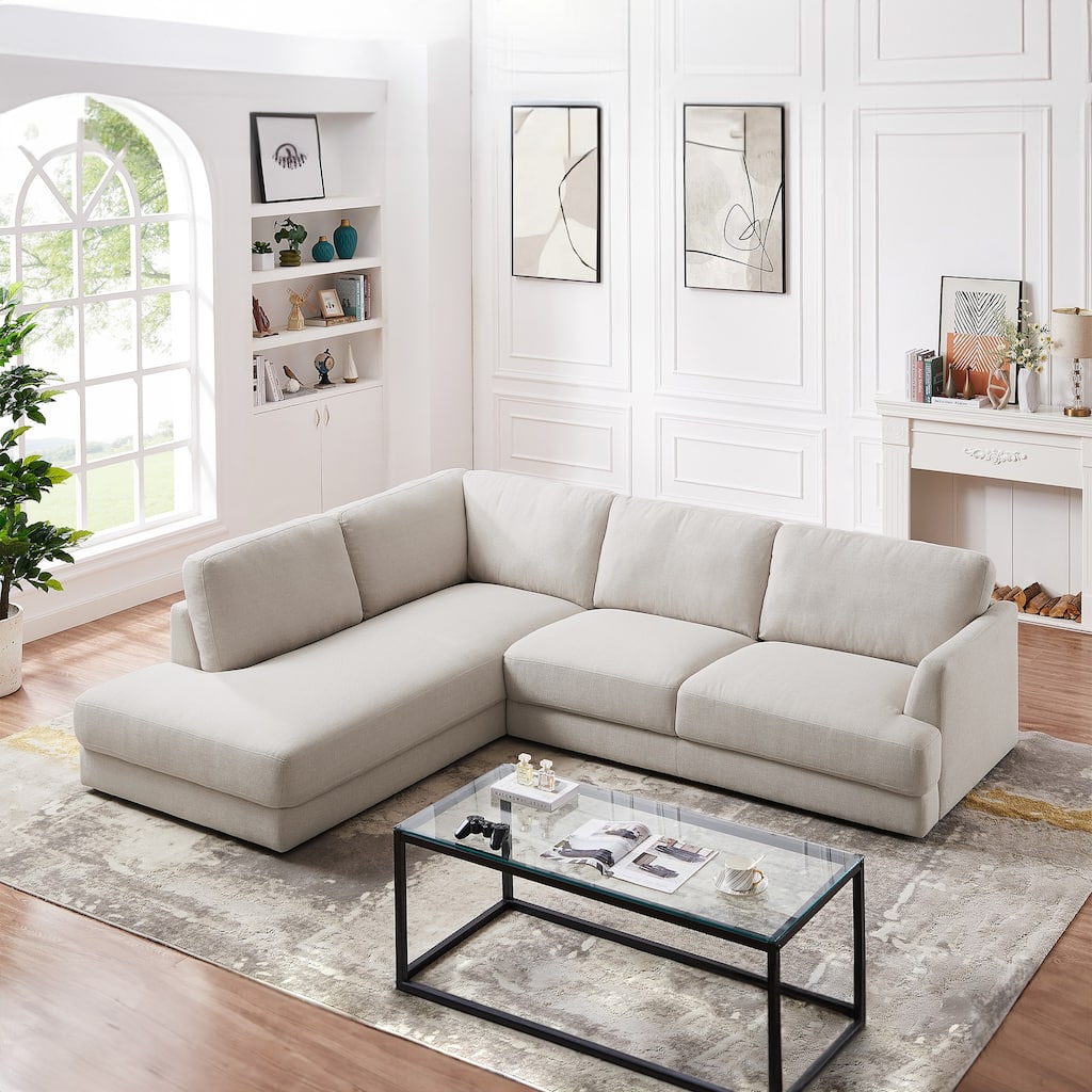 Gloria Mid-century Modern Cozy Sectional Linen Sofa