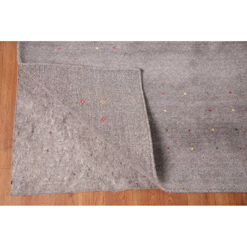 Gray Gabbeh Oriental Hand-Knotted Tribal Wool Carpet - 9'2" x 11'9"