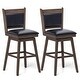 preview thumbnail 1 of 7, Costway 29" Swivel Bar Stools Set of 2 with Back Rubber Wood Legs - See Details Bar Height - Black & Light Gray - Set of 2