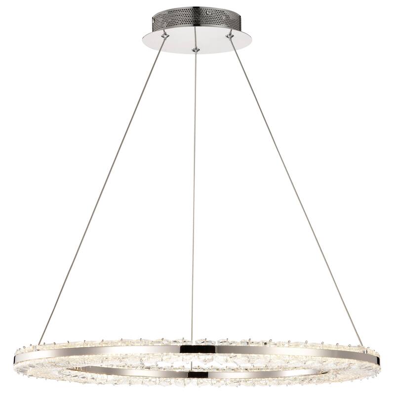 Nova LED 23 Inch Round Pendant Polished Nickel Finish K9 Crystal - Polished Nickel