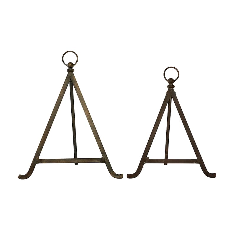 Metal Tabletop Display Easel with Foldable Stand - Set of 2 Bronze - Roche River Decor - 8"W x 9"L x 15"H
