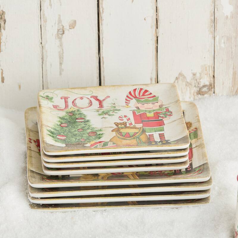 Certifed International Nutcracker Parade Set of 4 Dessert/Salad Plates 8.5" 4 Assorted Designs - 8.5 L x 8.5 W x 0.75 H