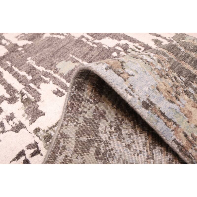 ECARPETGALLERY Hand-knotted Legacy Silver Silk, Wool Rug - 2'6 x 12'0