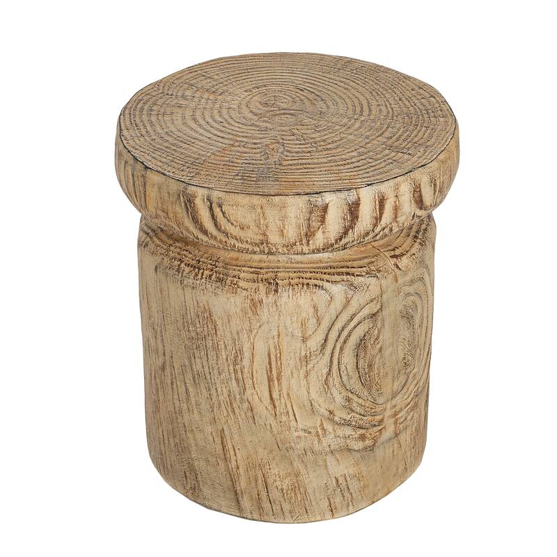 Christopher Knight Home - Terra Rustic Tree-Stump Lightweight Concrete Side Table in Natural Wood Grain - 17"W x 17"D x 14.6"H