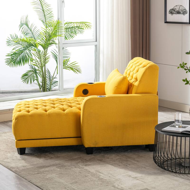 Functional Living Room Leisure Sofa Chair Bedroom Lounger with Buttons to Adjust Backrest