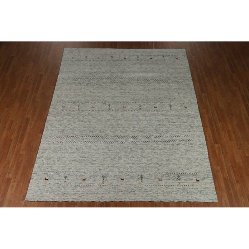 Hand Knotted Oriental 100% Wool Carpet Tribal Tribal Greys & Charcoal Gabbeh Area Rug - 10' 0'' X 8' 0''