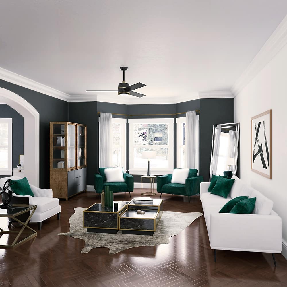 Hunter 60" Bureau Ceiling Fan with LED Light Kit and Handheld Remote - Matte Black