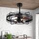 preview thumbnail 5 of 191, 16.5"/18.5"/20"/23.6"/24"/28" Vintage Distressed White Low Profile Caged Ceiling Fan with Light and Remote (7/6/5/3-Blade) 28-inch - Matte Black-Linear Cage 