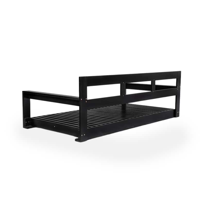 Roomfitters Patio Wooden Porch Swing Daybed Frame, Garden Swing Bench Chair with 4 Hanging Ropes for Backyard