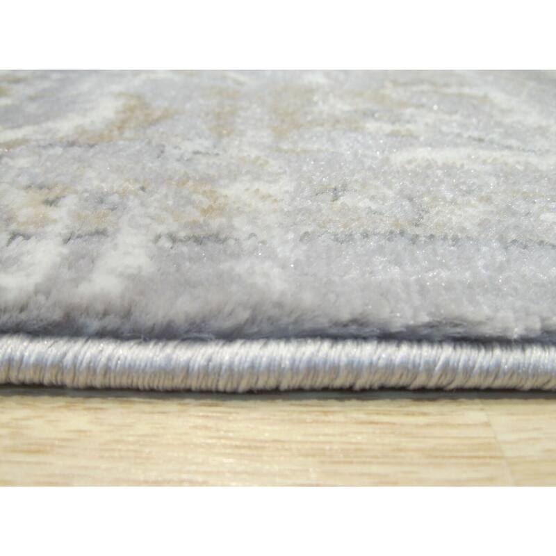 Gray Distressed Polypropylene Traditional Bohemian Style Rug, 5'3 x 7'3, Cozy Vibrant Home Rug - L