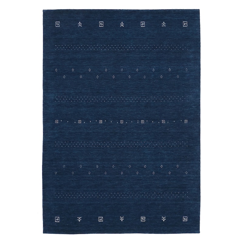 ECARPETGALLERY Hand Loomed Kashkuli Gabbeh Navy Wool Rug - 5'6 x 8'0