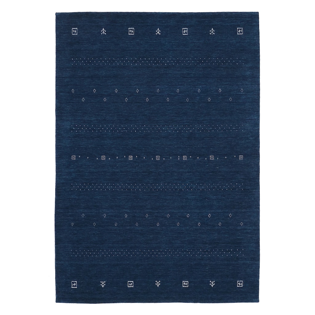 ECARPETGALLERY Hand Loomed Kashkuli Gabbeh Navy Wool Rug - 5'6 x 8'0