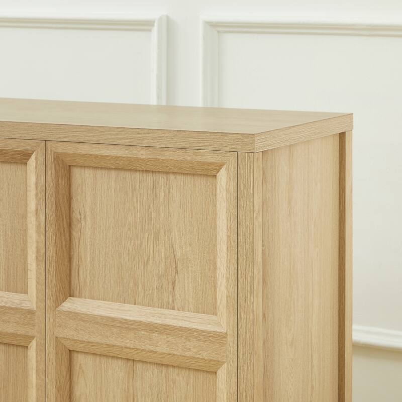 67" Modern sideboard storage cabinet with tip-on opening, soft-close hinges, and tilt-proof wall mount