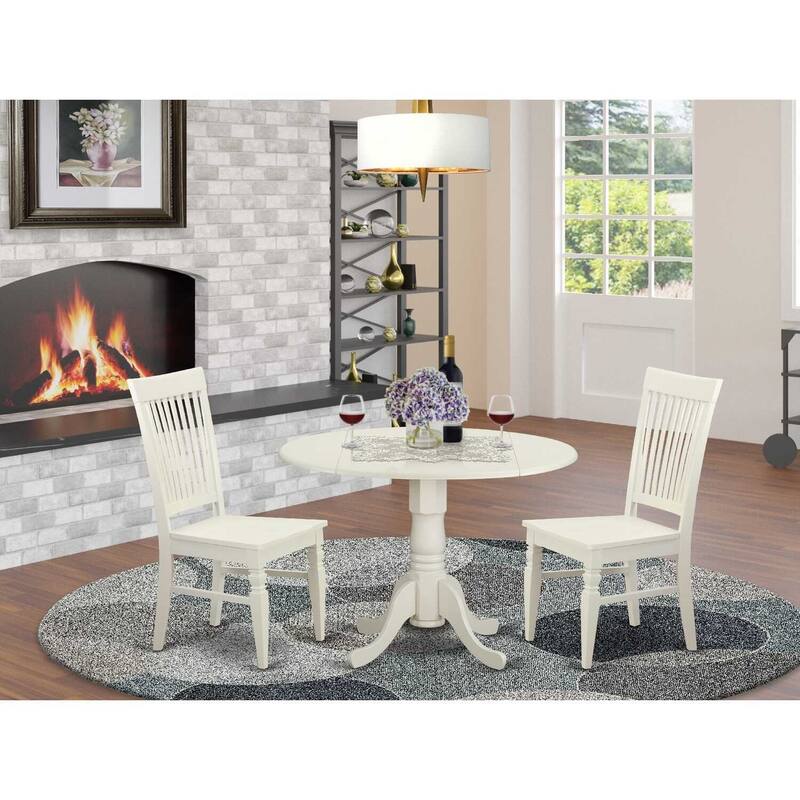 HomeStock 3-Pc Buttermilk and Cherry Solid Wood Top - Dining Room Set - Seats 4