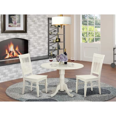 HomeStock 3-Pc Buttermilk and Cherry Solid Wood Top - Dining Room Set - Seats 4