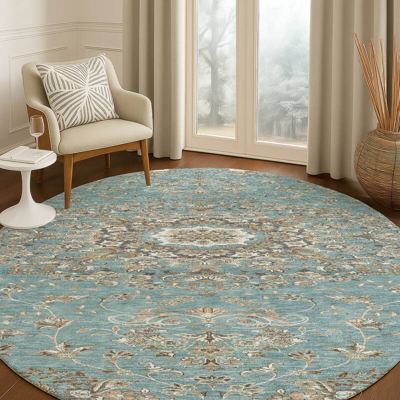 Machine Washable Indoor/ Outdoor Traditional Niko Chantille Rug