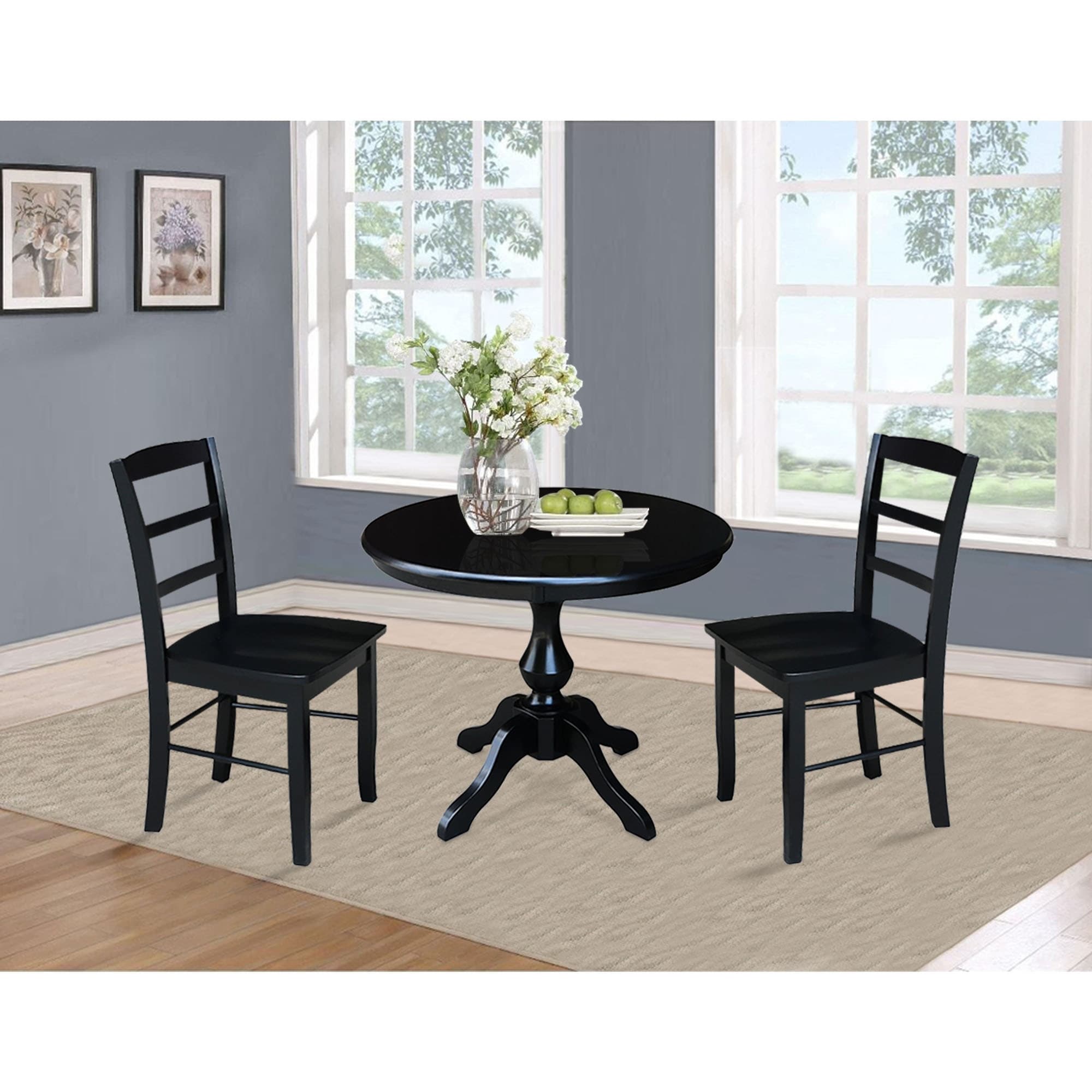 36 Round Dining Table With 2 Madrid Chairs 3 Piece Set Ebay