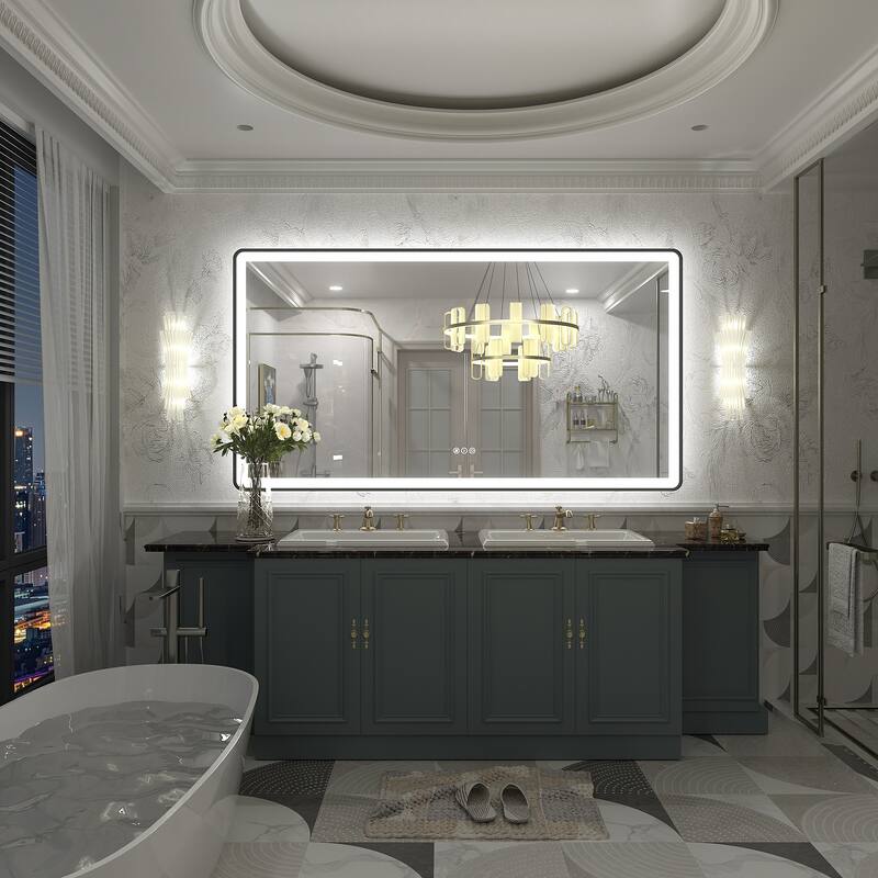UL Certified Black Metal Framed LED Front Light and Backlit Anti-Fog Wall Bathroom/ Vanity Mirror