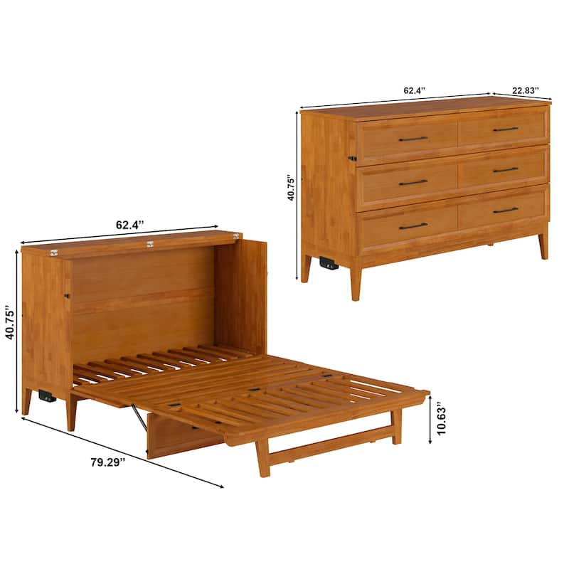 Santa Fe Murphy Bed Chest with Mattress and Built-in Charger