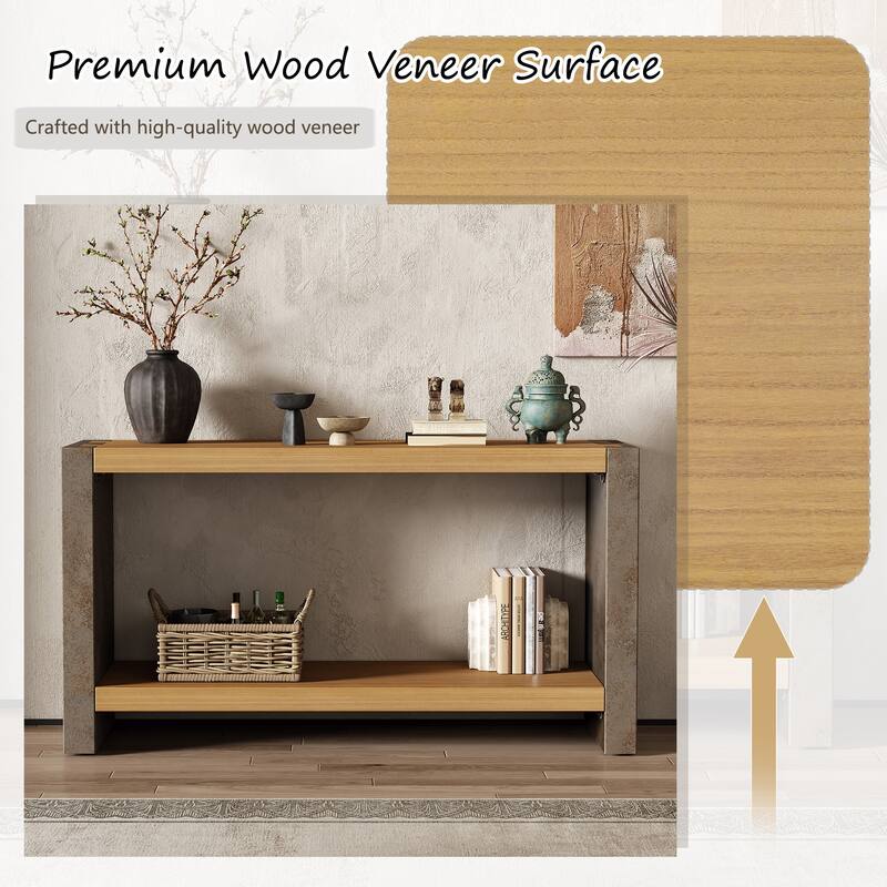 2-Tier Hallway Entryway Table with Open Storage Shelf, Vintage Console Table Rectangular Accent Table Sofa Table