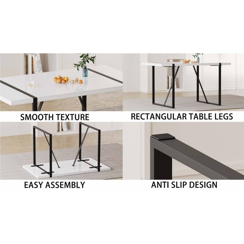 5-Piece Dining Table Set for 4, Kitchen Table Set with Metal Frame and 4 Cushioned Chairs for Dining Room