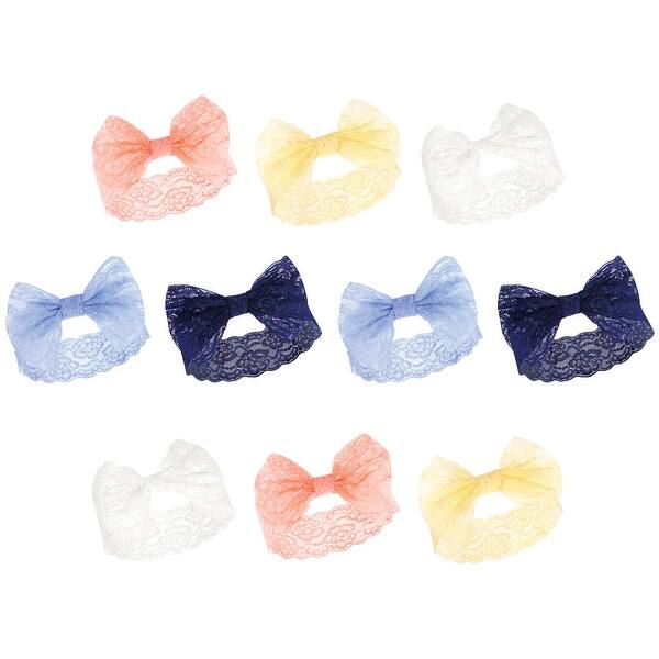 slide 1 of 1, Hudson Baby Infant Girl Cotton and Synthetic Headbands Bundle Set, Periwinkle Yellow, 0-24 Months - Periwinkle Yellow Periwinkle Yellow - 0-24 Months