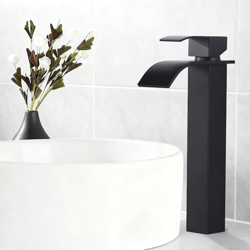 WOWOW Single Handle Single Hole Waterfall Bathroom Vessel Faucet