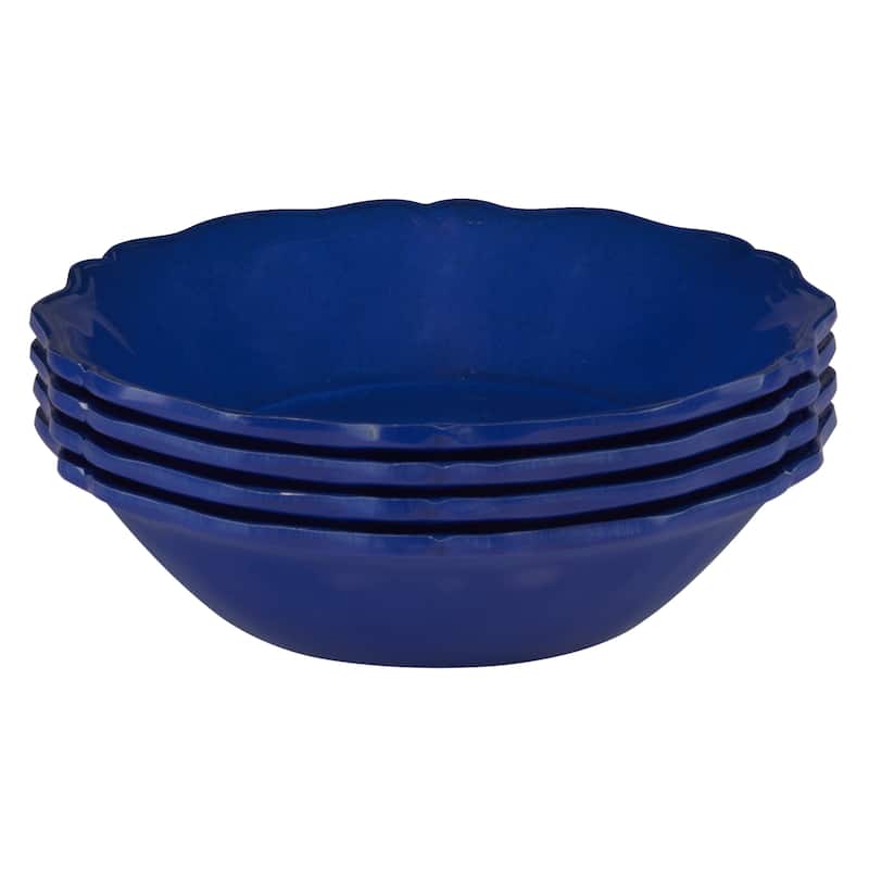Certified International Blue Indigo Crackle Melamine 8.5" All Purpose Bowls, Set of 4 - 8.5" Diameter x 2"