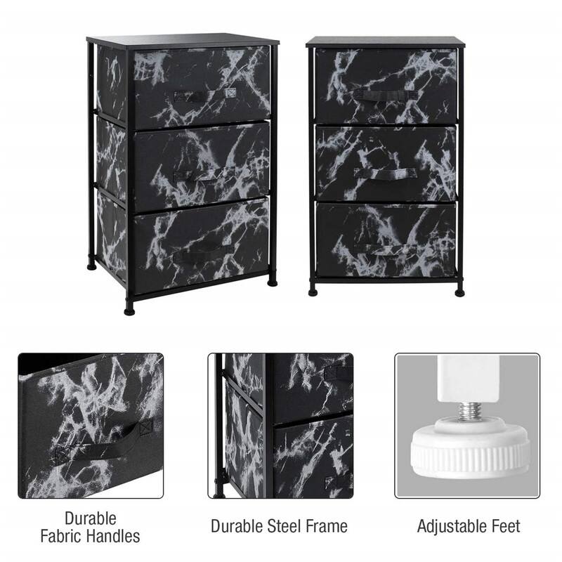 Bedside Furniture & Night Stand End Table Dresser with Steel Frame