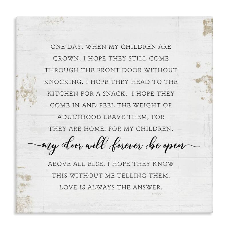 Stupell When My Children Are Grown Text Homely Word Design Canvas Wall Art - Black - 24 x 24