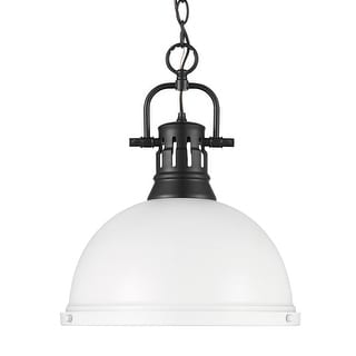 Yep by Golden Lighting Duncan 1-light 14in Chain Hung Pendant in Matte Black and Matte White shade