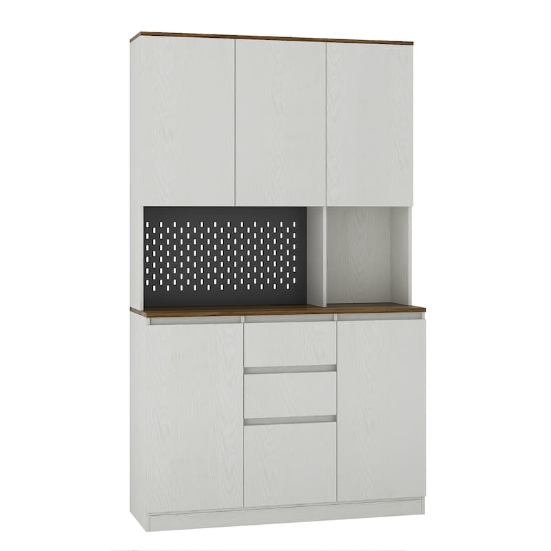 74" Modern Kitchen Pantry Cabinet with Charging Station and LED Lights