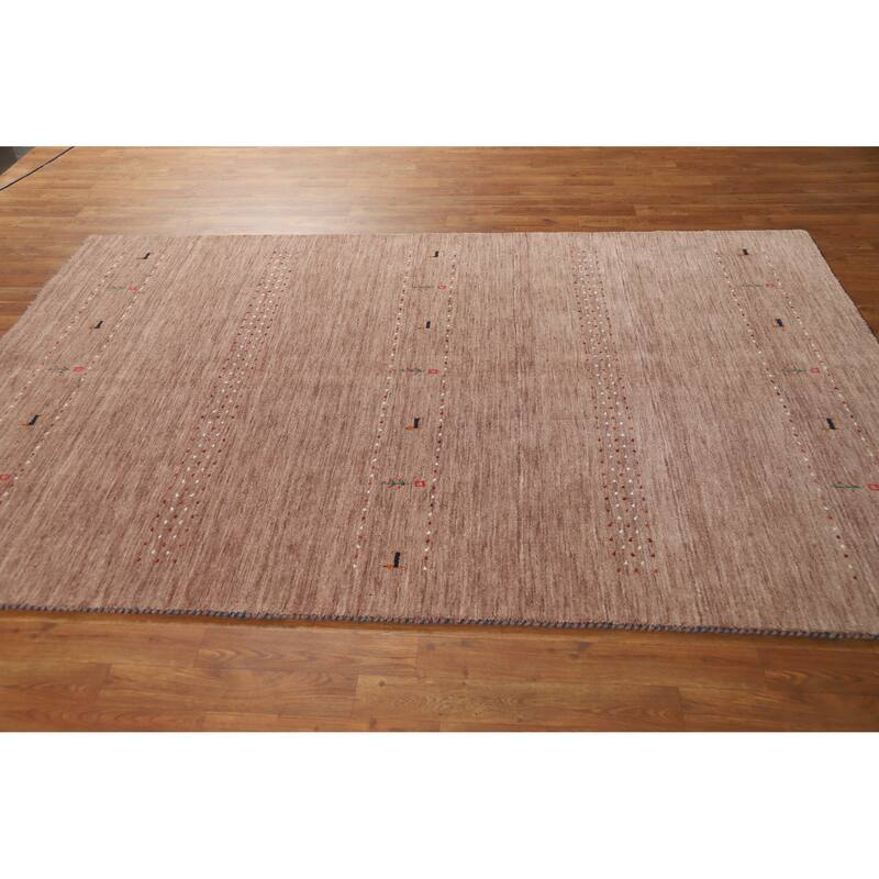 Hand Knotted Oriental 100% Wool Carpet Tribal Animal Pictorial Brown Gabbeh Area Rug - 7' 10'' X 5' 2''