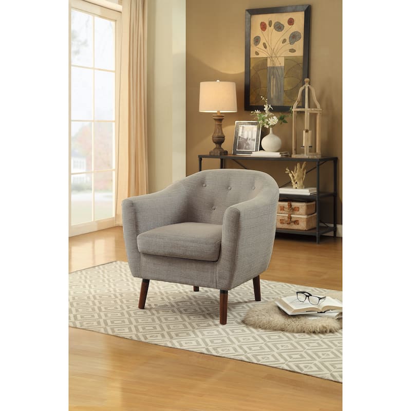Retro Style Fabric Accent Chair with Cherry Finished Legs