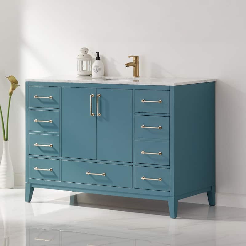 Altair Sutton Single Bathroom Vanity Set and Carrara White Countertop