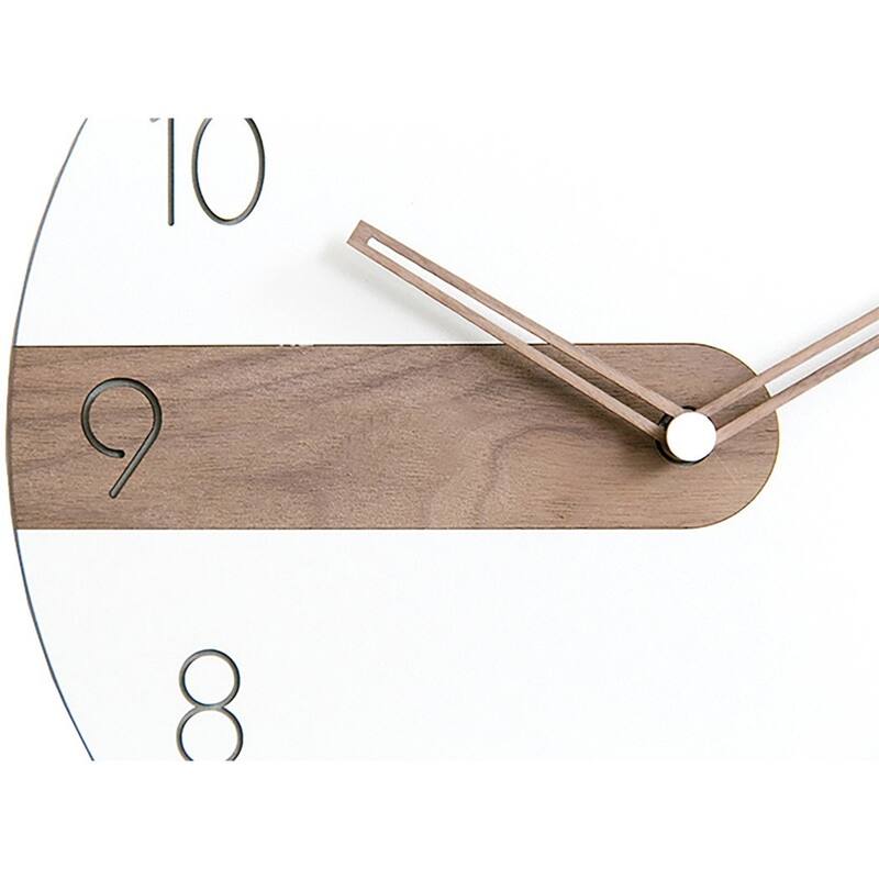 Curata White Acrylic with Walnut Accent Quartz Wall Clock with Silent Movement