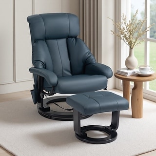 PU Leather Massage Recliner Chair with Ottoman, 360° Swivel Recliner ...