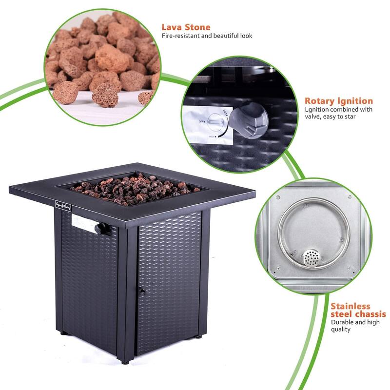 50,000BTU Outdoor Propane Gas Rattan & Wicker-Look Fire Pit Table